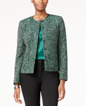 Kasper Snap-front Tweed Blazer