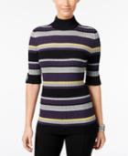 Style & Co. Mock-neck Striped Sweater, Only At Macy's
