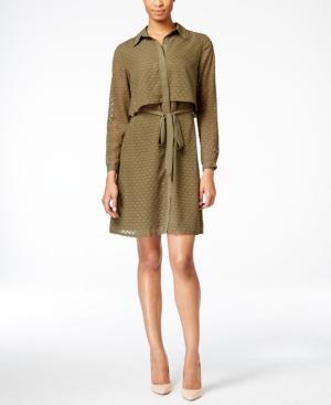 Ny Collection Textured Popover Shirtdress