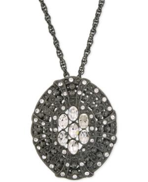 2028 Black-tone Crystal Disc Pendant Necklace