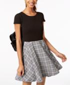 B Darlin Juniors' Solid & Plaid Fit & Flare Dress
