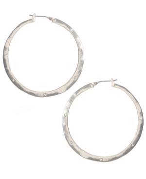Kenneth Cole New York Earrings, Silver-tone Crystal Hoop