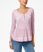 Style & Co Petite Embroidered Peplum Top, Only At Macy's
