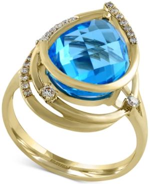 Ocean Bleu By Effy Blue Topaz (6-5/8 Ct. T.w.) And Diamond (1/8 Ct. T.w.) Orbit Ring In 14k Gold