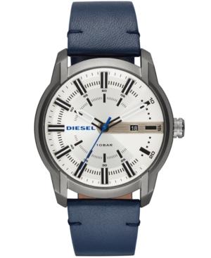 Diesel Men's Armbar Blue Leather Strap Watch 44mm