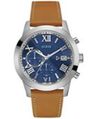 Guess Men's Tan Leather Strap Watch 44.5mm U0669g3