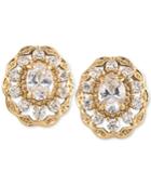 Carolee Gold-tone Oval Crystal Stud Earrings