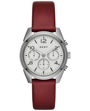 Dkny Unisex Crosby Burgundy Leather Strap Watch 36mm Ny2533