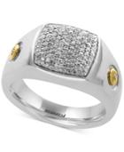 Effy Men's Diamond Ring (3/8 Ct. T.w.) In Sterling Silver And 18k Gold-plate