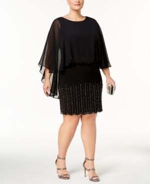 Xscape Plus Size Embellished Cape Dress