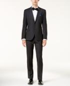 Nick Graham Men's Slim-fit Stretch Black Grid Suit