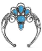 American West Turquoise Leaf And Vine Naja Enhancer Pendant In Sterling Silver