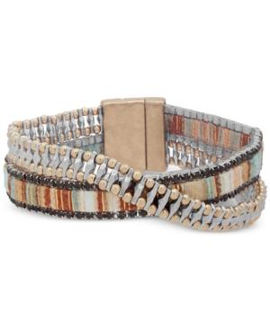 Lonna & Lilly Two-tone & Fabric Crystal Double-row Wrap Bracelet