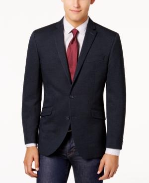 Kenneth Cole Reaction Men's Slim-fit Dark Blue Grid-pattern Sport Coat