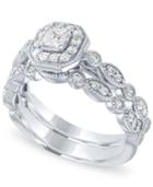 Diamond Halo Bridal Set (5/8 Ct. T.w.) In 14k White Gold