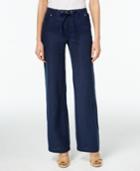 Jm Collection Petite Drawstring Linen Pants, Only At Macy's