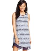 Teeze Me Juniors' Printed Chiffon-trim Shift Dress