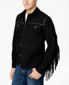 Anna Sui X Inc International Concepts Men's Denim Jacket With Fringe Trim, Created For Macy's
