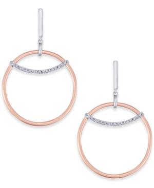 Diamond Two-tone Circle Drop Earrings (1/5 Ct. T.w.) In 14k Rose And White Gold
