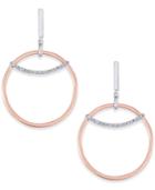 Diamond Two-tone Circle Drop Earrings (1/5 Ct. T.w.) In 14k Rose And White Gold