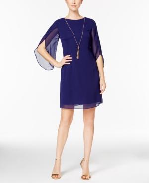 Sl Fashions Split-sleeve Necklace Dress