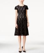 Alfani Lace-stripe Fit & Flare Dress, Only At Macy's