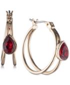 Nine West Gold-tone Stone Double Hoop Earrings