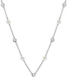 Giani Bernini Freshwater Pearls (4mm) And Cubic Zirconia Statement Necklace In Sterling Silver, Only At Macy's