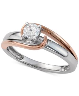 Diamond Two-tone Engagement Ring (1/3 Ct. T.w.) In 14k White And Rose Gold