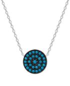 Manufactured Turquoise Medallion Pendant Necklace In Sterling Silver