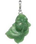 Dyed Jadeite (31 X 46mm) Carved Fish Enhancer Pendant In Sterling Silver