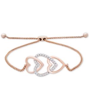 Wrapped Diamond Multi-heart Bolo Bracelet (1/10 Ct. T.w.) In 14k Rose Gold, Created For Macy's