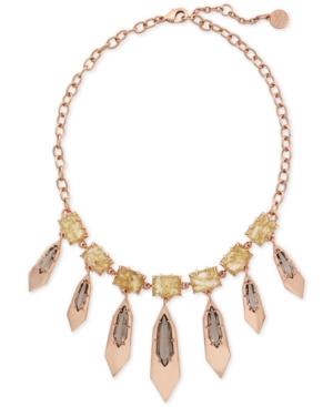 Vince Camuto Rose Gold-tone Stone And Metallic Collar Necklace