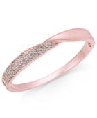 Charter Club Rose Gold-tone Pave Twist Hinged Bangle Bracelet, Created For Macy's