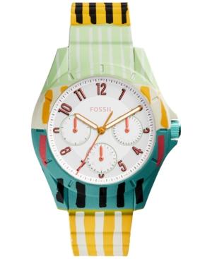 Fossil Women's Poptastic Multicolor Stripe Silicone Strap Watch 38mm Es4244