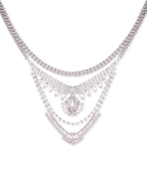 Guess Silver-tone Crystal Multi-chain Statement Necklace, 15 + 2 Extender