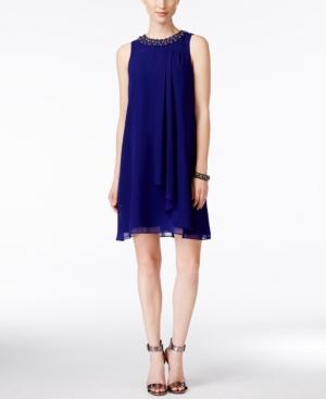 Vince Camuto Sleeveless Embellished Trapeze Dress