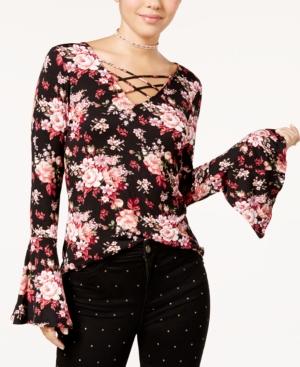Ultra Flirt Juniors' Bell-sleeve High-low Top