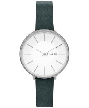 Skagen Women's Karolina Green Leather Strap Watch 38mm