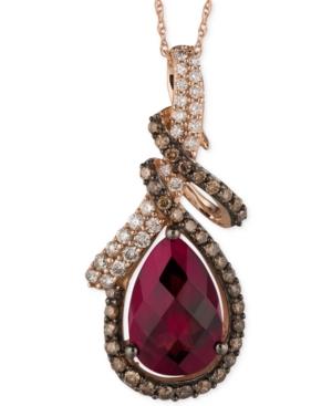 Raspberry Rhodolite Garnet (3-5/8 Ct. T.w.) And Diamond (5/8 Ct. T.w.) Pendant Necklace In 14k Rose Gold