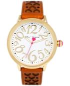 Betsey Johnson Women's Brown Leather Strap Watch 42mm Bj00540-02