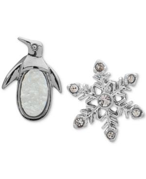 Lonna & Lilly Silver-tone Crystal & Stone Winter Mismatch Stud Earrings