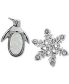 Lonna & Lilly Silver-tone Crystal & Stone Winter Mismatch Stud Earrings