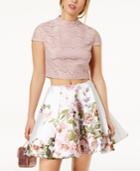 City Studios Juniors' 2-pc. Lace & Floral-print Dress, Created For Macy's