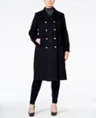 Anne Klein Plus Size Wool-cashmere Double-breasted Military Peacoat