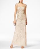 Adrianna Papell Cap-sleeve Sequin Ball Gown