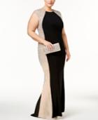 Xscape Plus Size Embellished Colorblocked Gown