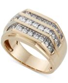 Men's Three Row Diamond Ring (1 Ct. T.w.) In 10k Gold