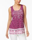 Charter Club Printed Embroidered Top, Only At Macy's