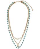 Vera Bradley Gold-tone Blue Stone Layered Necklace